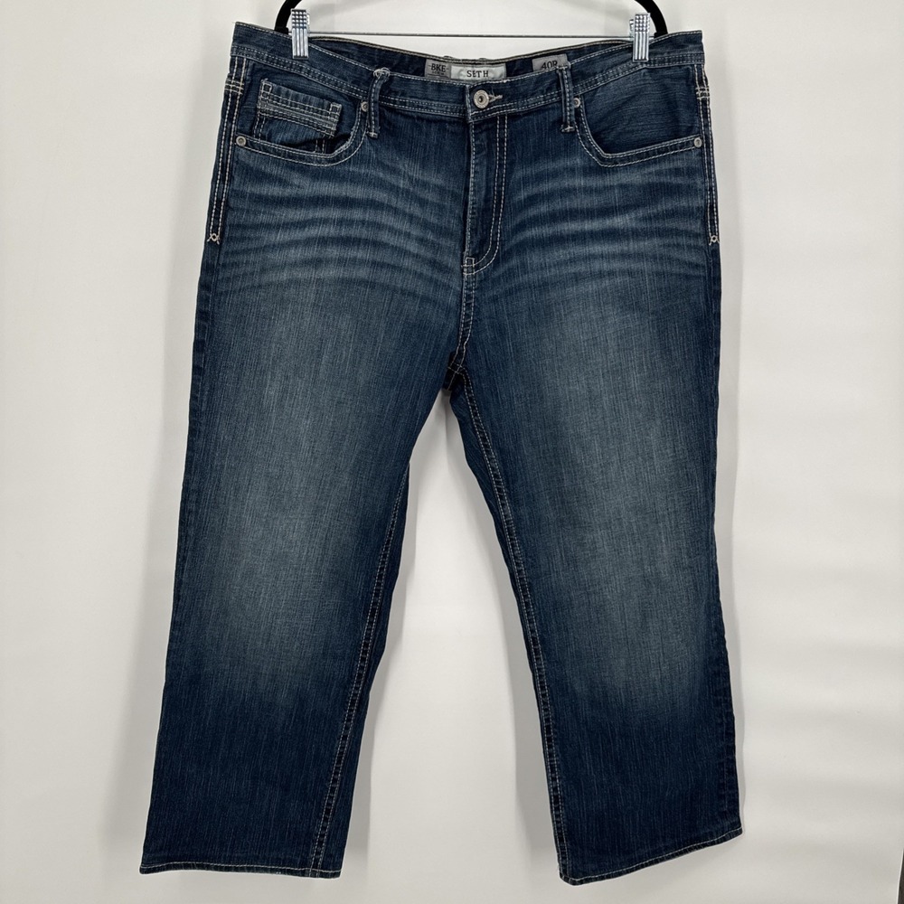 BKE Men's Slim Straight Jeans - Dark Blue